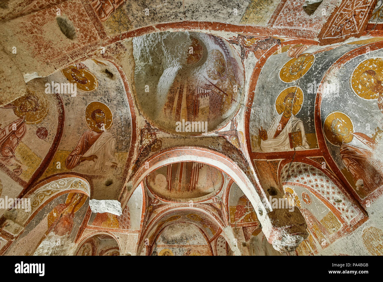 Affreschi a soggetto religioso, Yosuf Chiesa Koc, Goreme, Cappadocia, Turchia Foto Stock