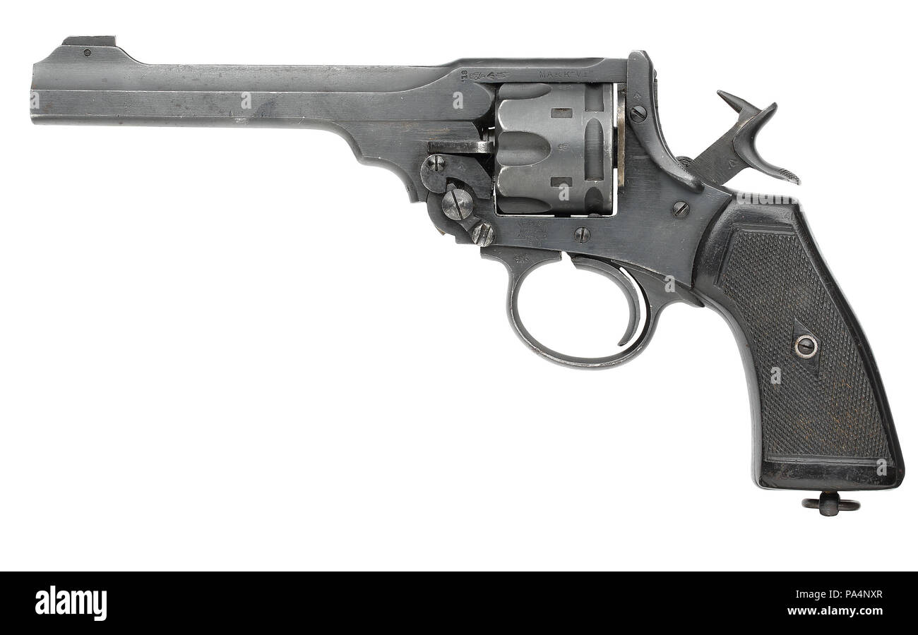 La Centrefire Six ha sparato a Webley Mk. Vi revolver, circa 1918, Gran Bretagna Foto Stock