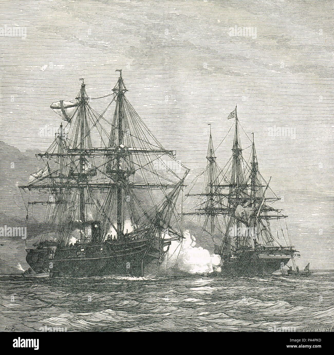 La cattura del vapore turco Mercene dalla Russia, 23 dicembre 1877, durante la guerra Russo-Turkish 1877-78 Foto Stock