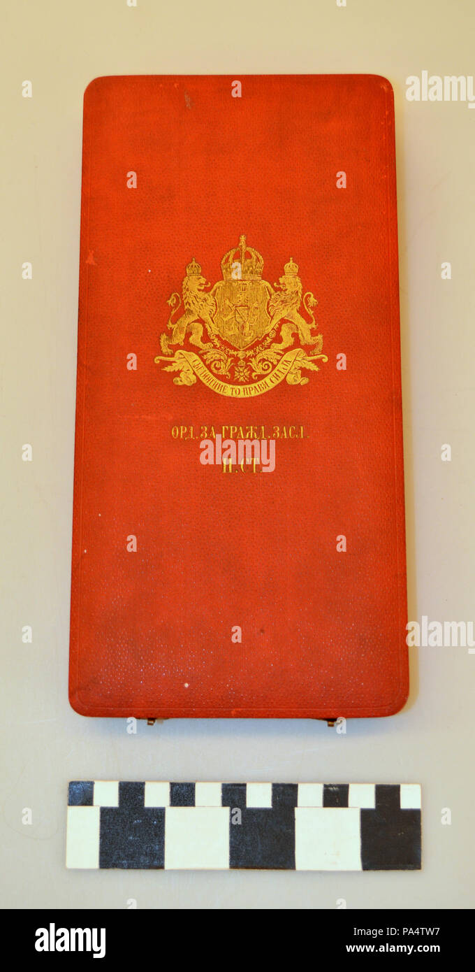 257 Bulgarian Ordine di Merito Civile medaglia scatola di presentazione Foto Stock