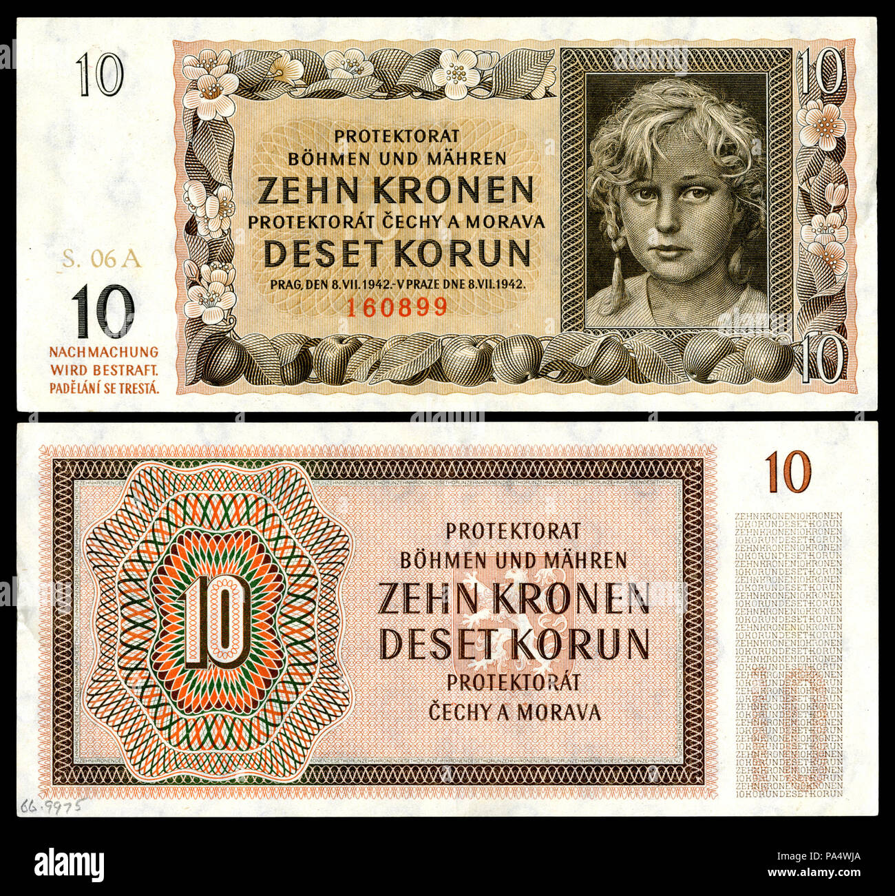 39 BOH&amp;MOR-8-Protettorato di Boemia e Moravia-10 Korun (1942) Foto Stock