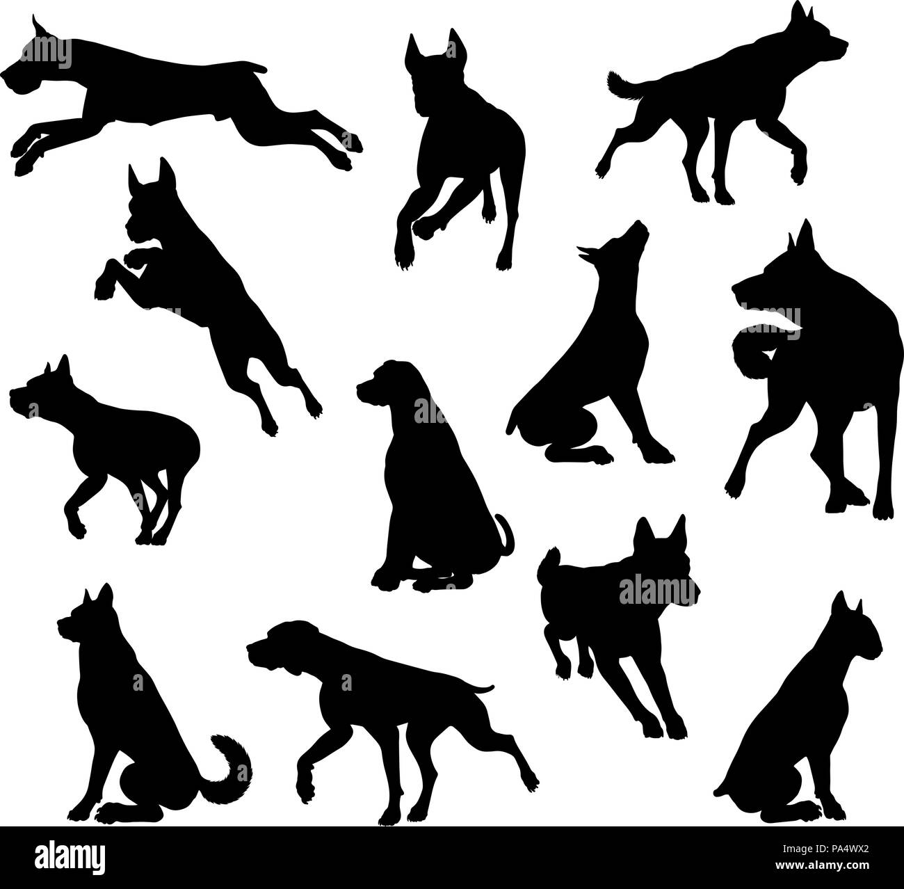 Silhouette di cane Set di animale Illustrazione Vettoriale