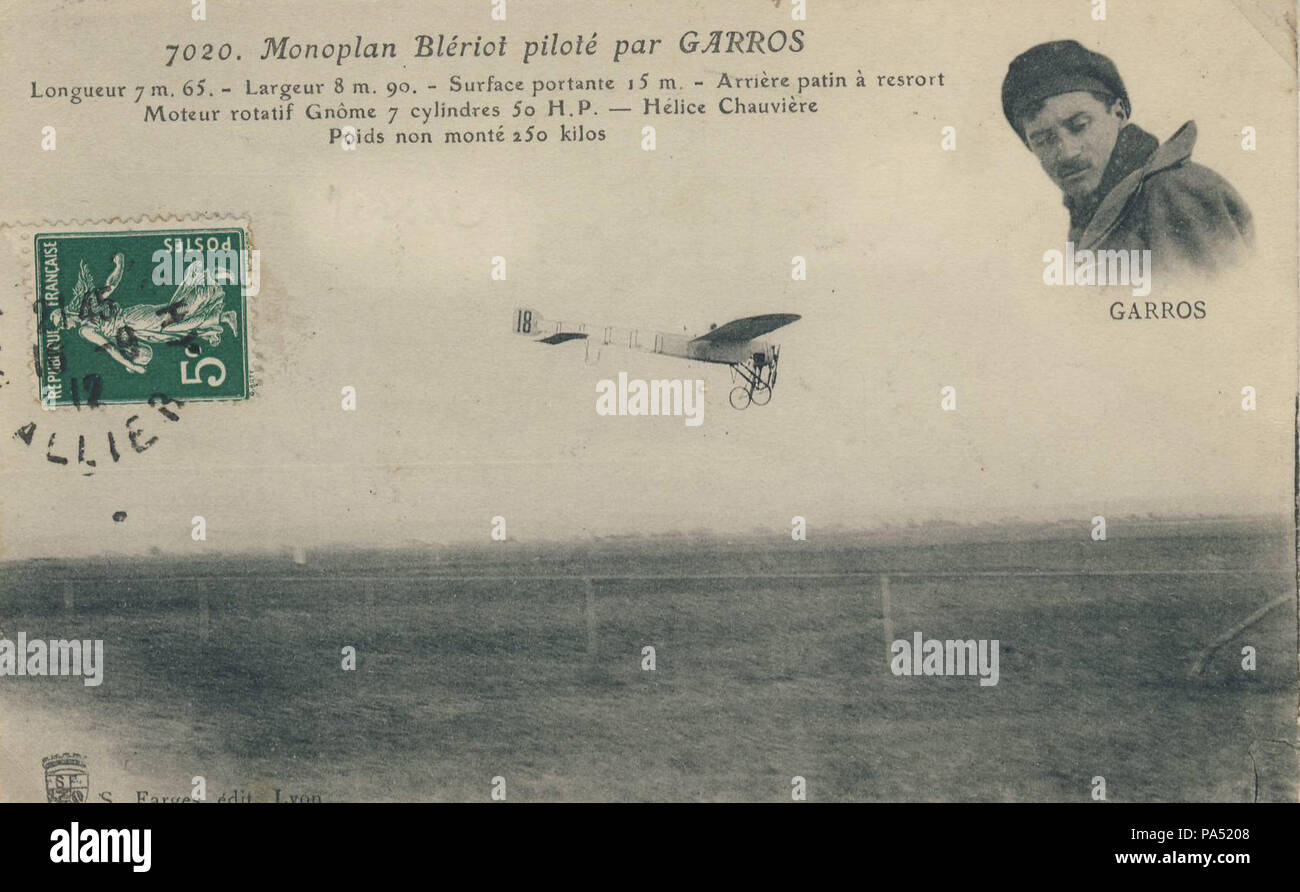 211 Bleriot-Postcard-Garros Foto Stock