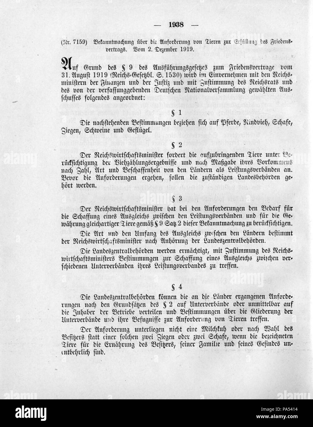 496 Deutsches Reichsgesetzblatt 1919 232 1938 Foto Stock