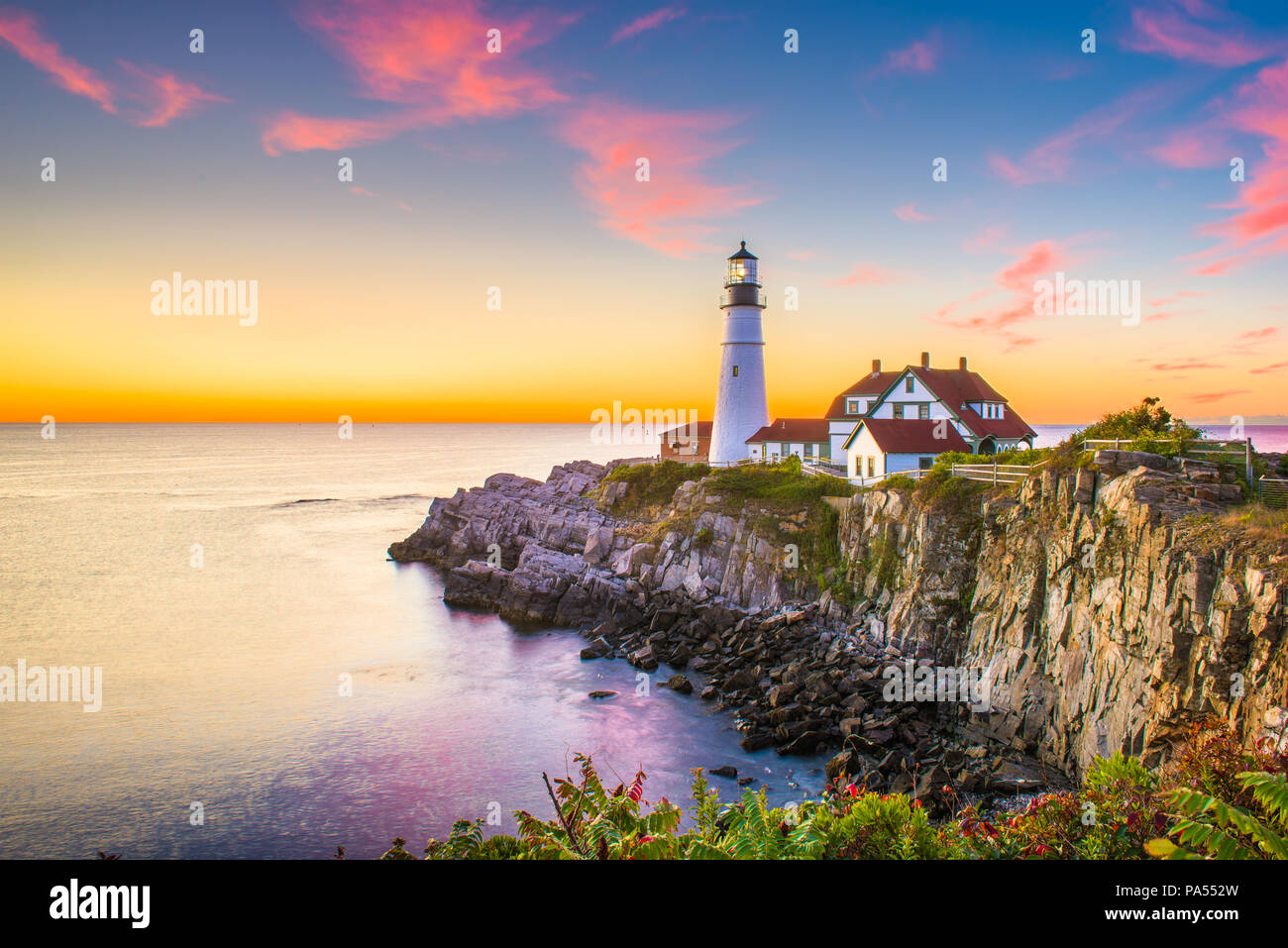 Cape Elizabeth, Maine, Stati Uniti d'America a Portland Head Light. Foto Stock
