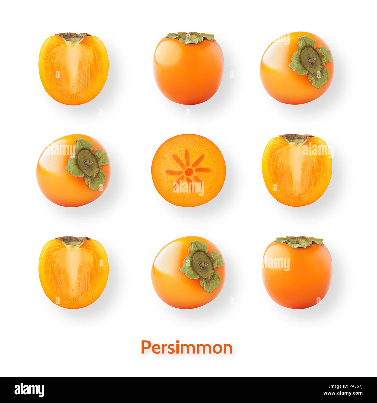 Modello di persimmon, sullo sfondo bianco, abstract Foto Stock