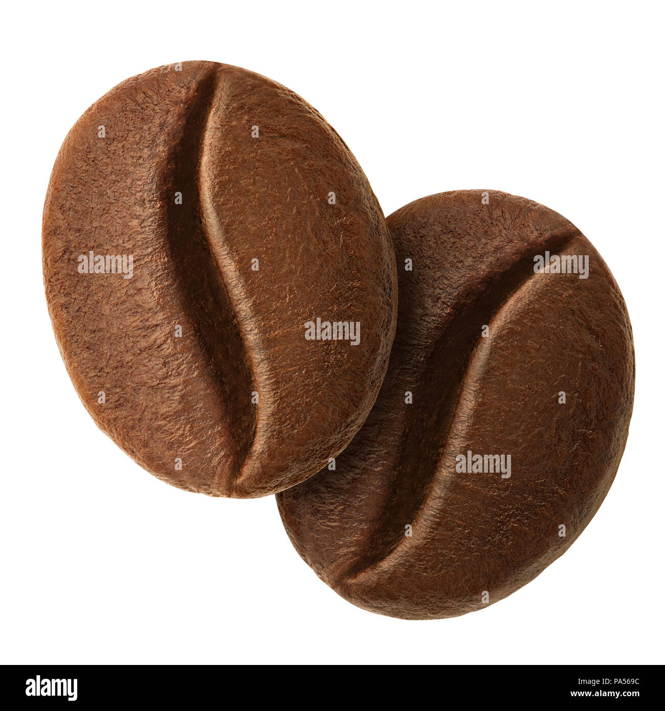 Caffè in grani closeup, percorso di clipping, isolato su bianco backgroun Foto Stock