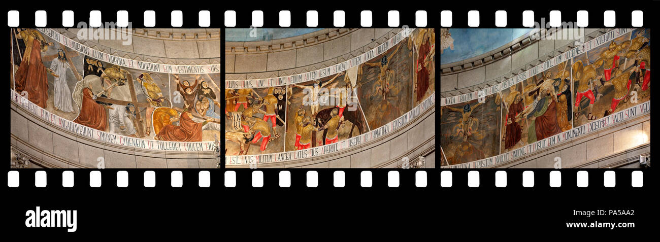Dipinti dietro l altare maggiore e sotto la cupola della Basilica di Monte de Santa Luzia a Viana do Castelo, vicino a Porto in Portogallo, che rappresenta il Foto Stock