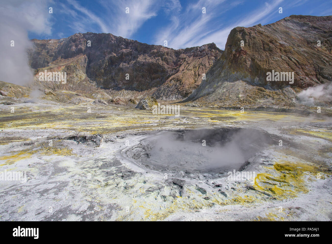 Isola Bianca vulcano attivo, Nuova Zelanda Foto Stock