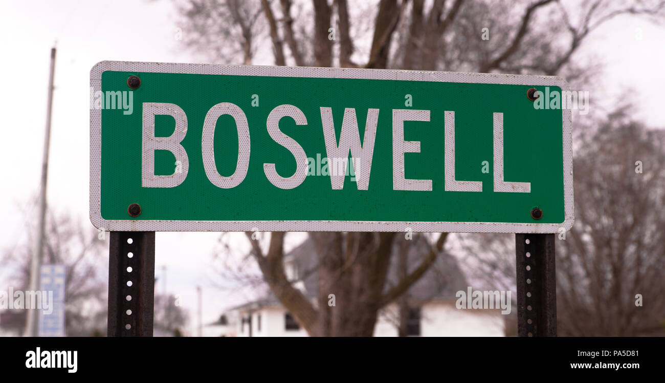 In concessione Township e Benton County risiede il limite della città di Boswell Foto Stock