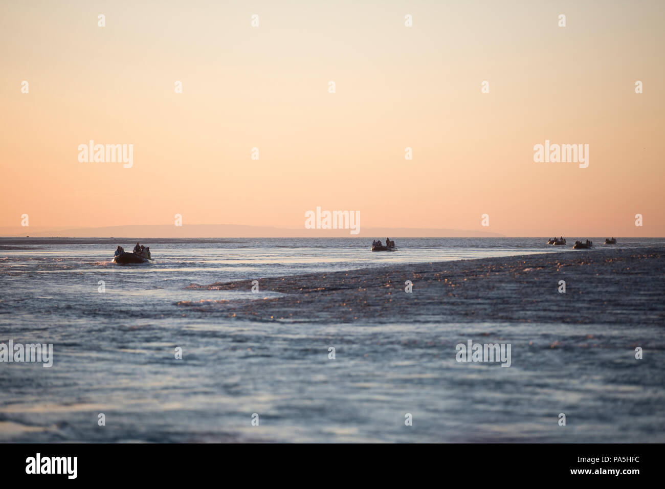 Crociera in Zodiac, Montgomery Reef, Il Kimberley, Australia Foto Stock