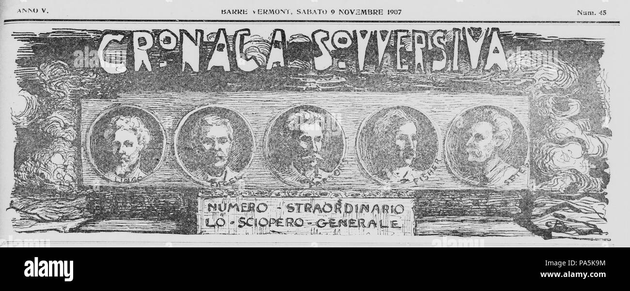 358 Cronaca Sovversiva masthead Novembre 1907 Foto Stock