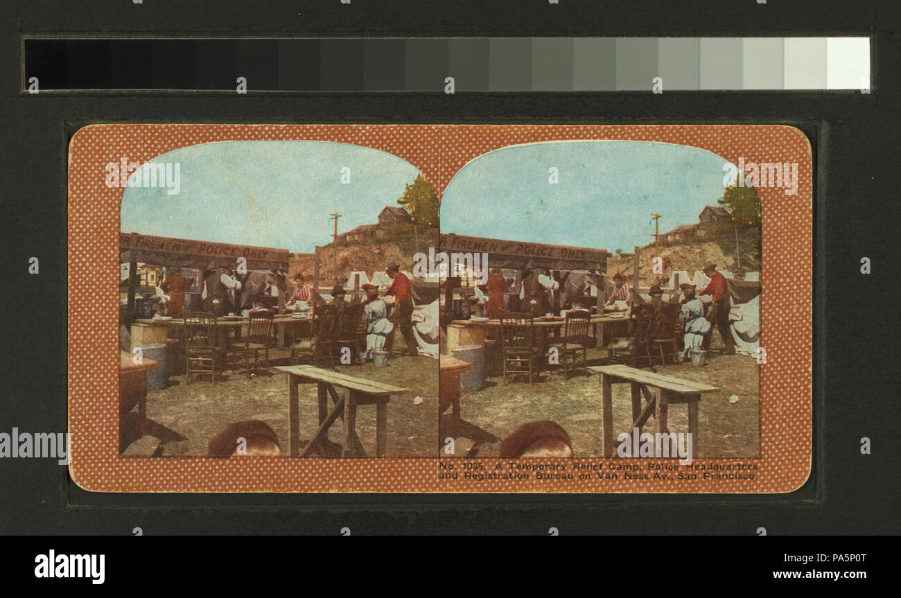 90 un sollievo temporaneo Camp, sede della polizia e ufficio di registrazione, Van Ness Avenue, San Francisco (NYPL B11707375-G90F001 092F) Foto Stock
