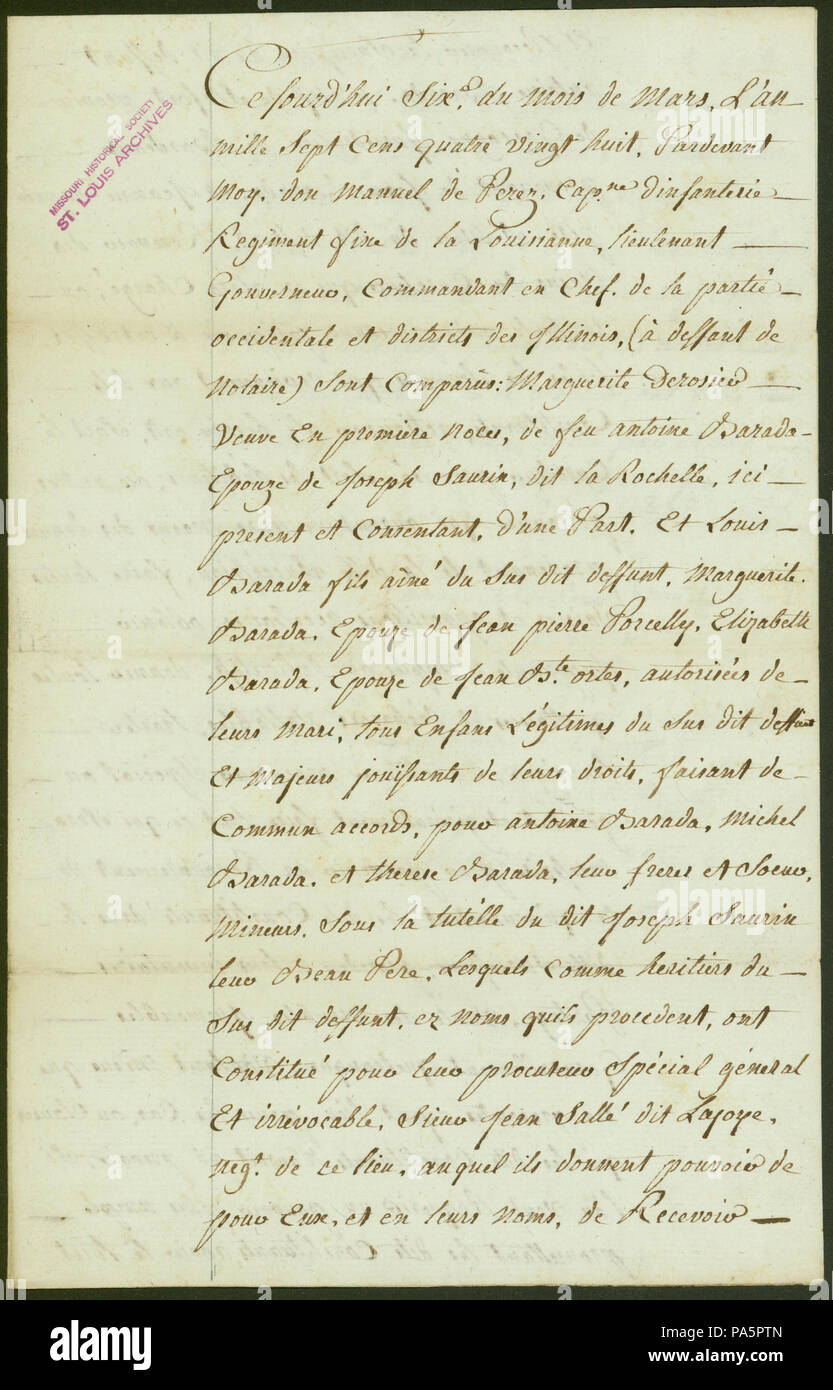 582 documento firmato Jean Baptiste Ortes et al., 16 marzo 1788 Foto Stock