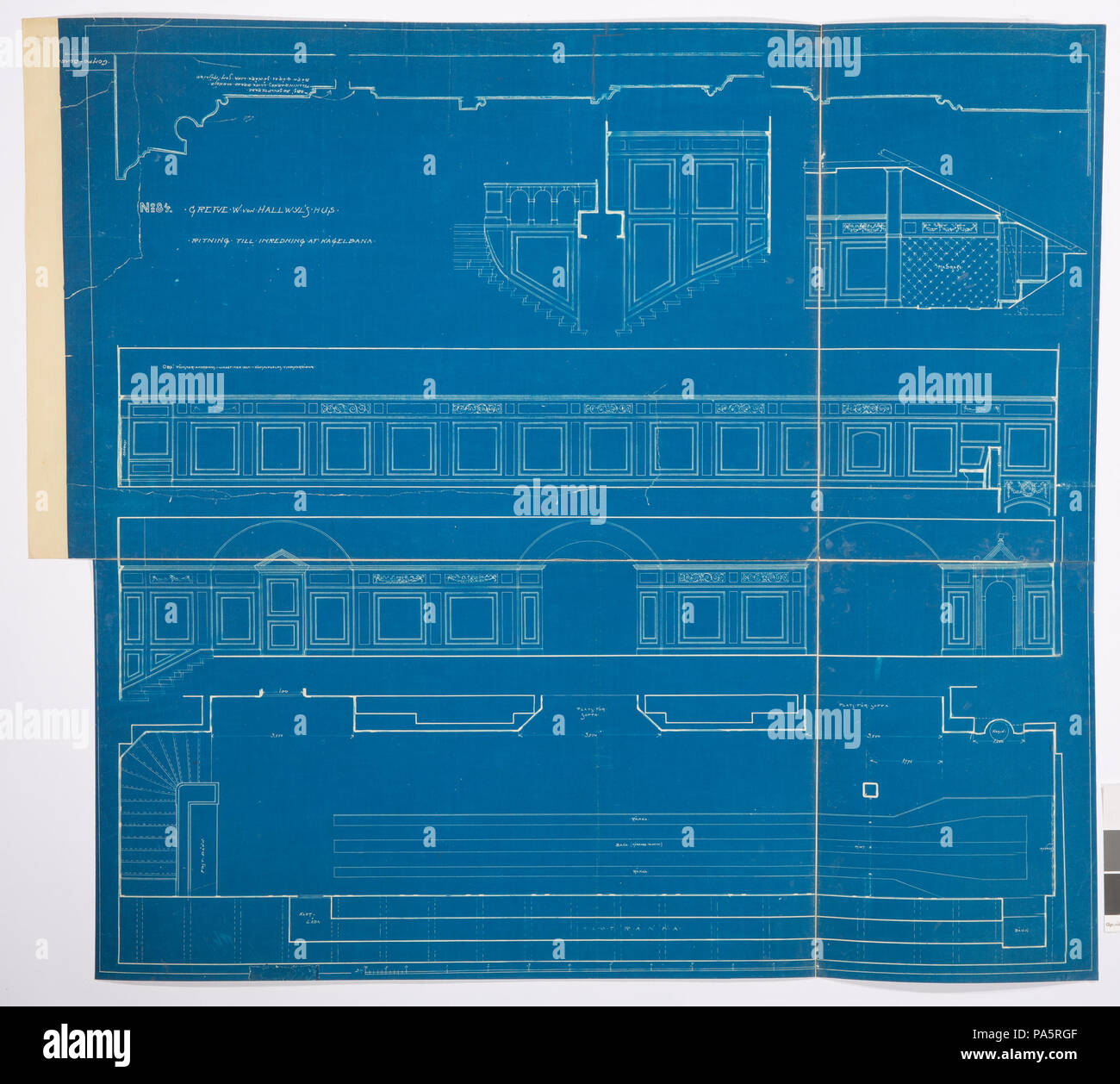 Inv.nr:LXIV:III:B.b.b.83. 22 Arbetsritning, fastigheten nr 4 Hamngatan. Kägelbanan, blueprint - Hallwylska museet - 105269 Foto Stock