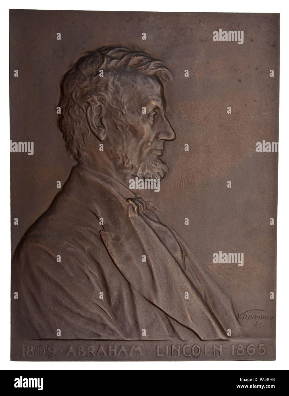 . Inglese: Abraham Lincoln, targa di bronzo da Victor Brennero (6066-38097) . circa 1908 (placca), 2011 (immagine) 96 Abramo Lincoln, targa di bronzo da Victor Brennero Foto Stock