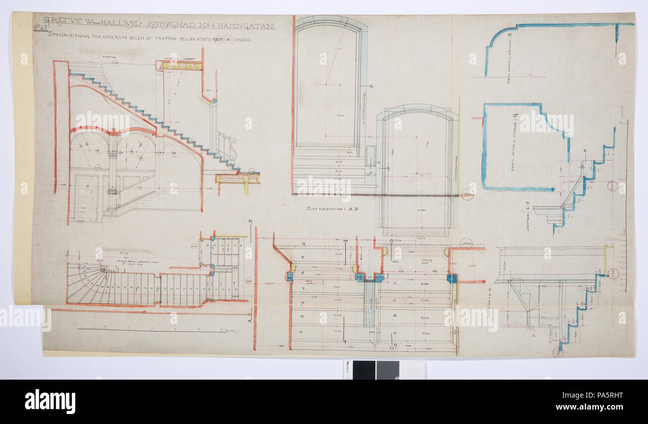 22 Arbetsritning, fastigheten nr 4 Hamngatan - Hallwylska museet - 105284 Foto Stock