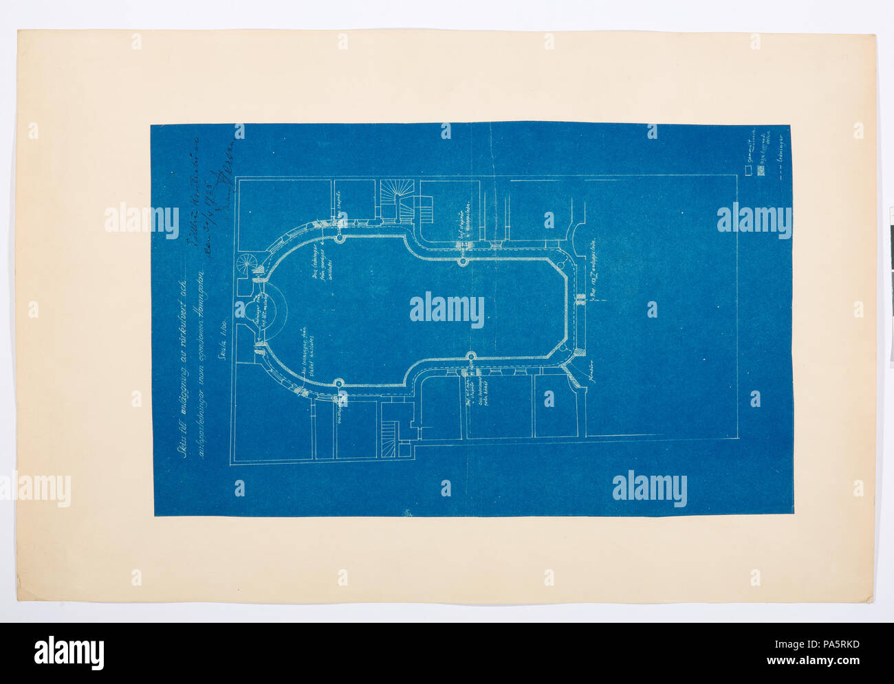 Inv.nr:LXIV:III:B.b.g.03. 22 Arbetsritning, fastigheten nr 4 Hamngatan. Stenläggning å gård och terrass - Hallwylska museet - 105294 Foto Stock