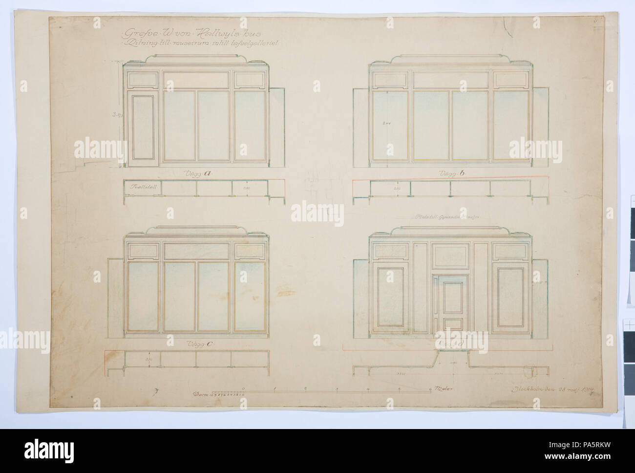 218 Ritningar, fastigheten nr 4 Hamngatan. Ritning fino a mueirum intill tavelgalleriet - Hallwylska museet - 105296 Foto Stock