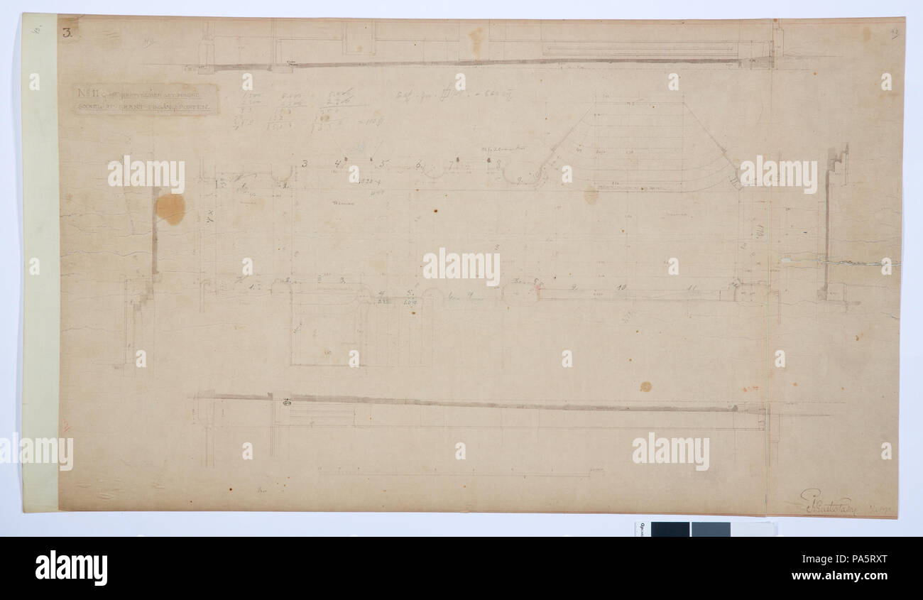 Inv.nr:LXIV:III:B.b.b.40. 22 Arbetsritningar, fastigheten nr 4 Hamngatan. Ho Sockel ingångsporten - Hallwylska museet - 105302 Foto Stock