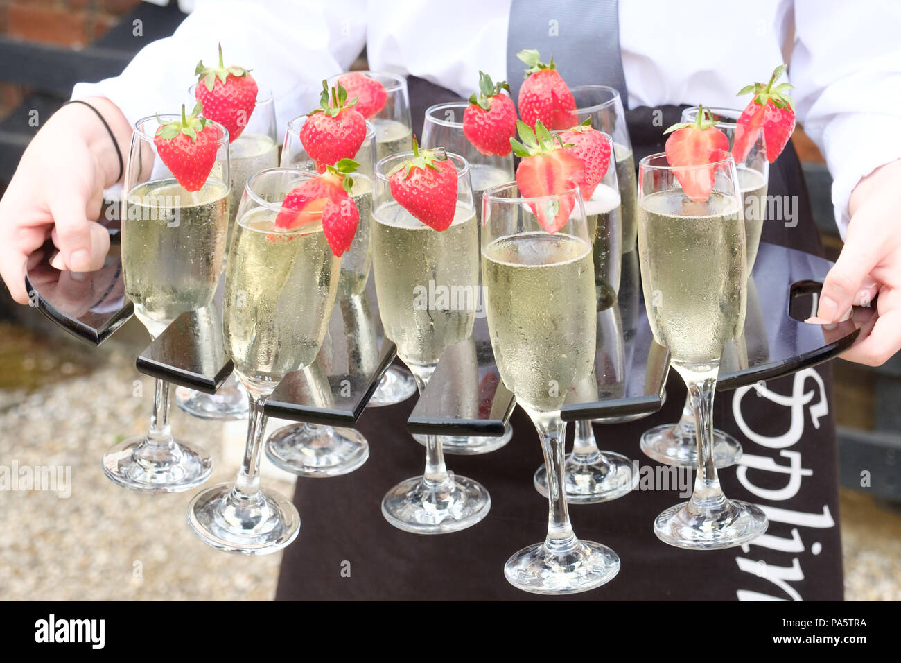 Champers con Strawbs Foto Stock