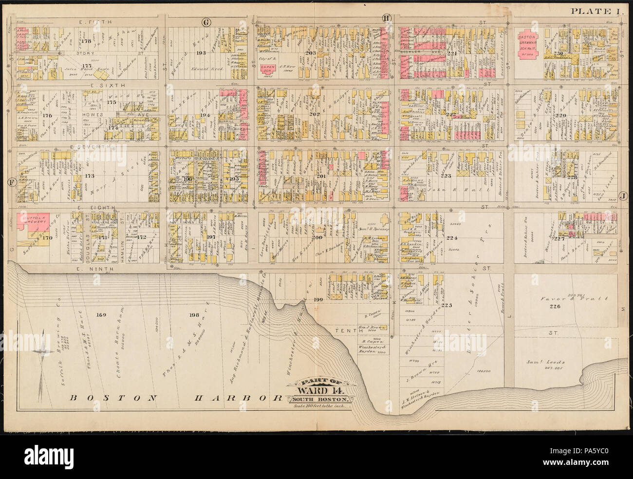 166 Atlante della città di Boston - a sud e a est Boston - piastra I (19671520880) Foto Stock