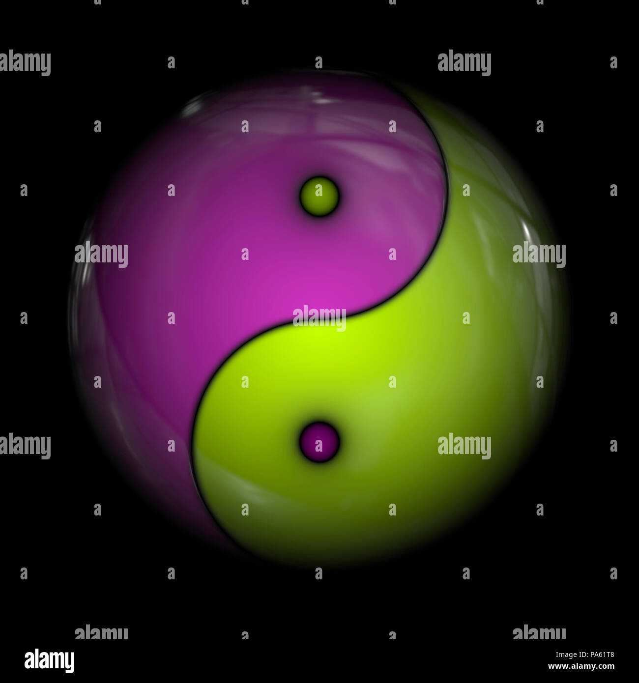 Una illustrazione di un yin yang segno Foto Stock