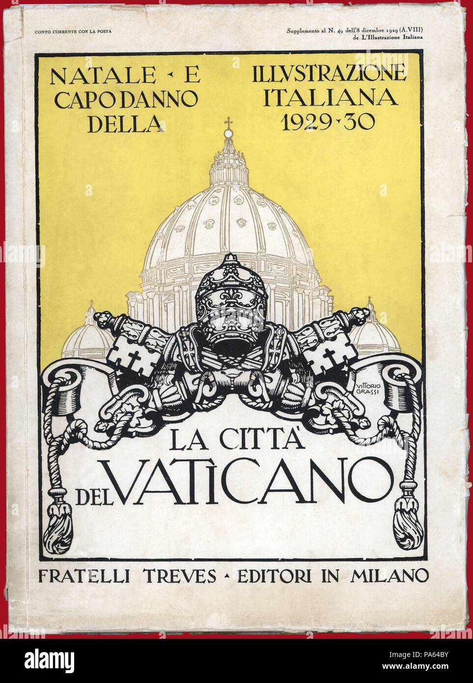 Portada de la revista Illustrazione Italiana, dedicada a la Ciudad del Vaticano. Milano, 1929-1930. Foto Stock