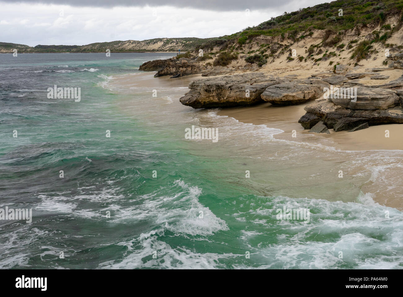 Scena costiere nell'Isola di Rottnest in inverno, Australia occidentale Foto Stock