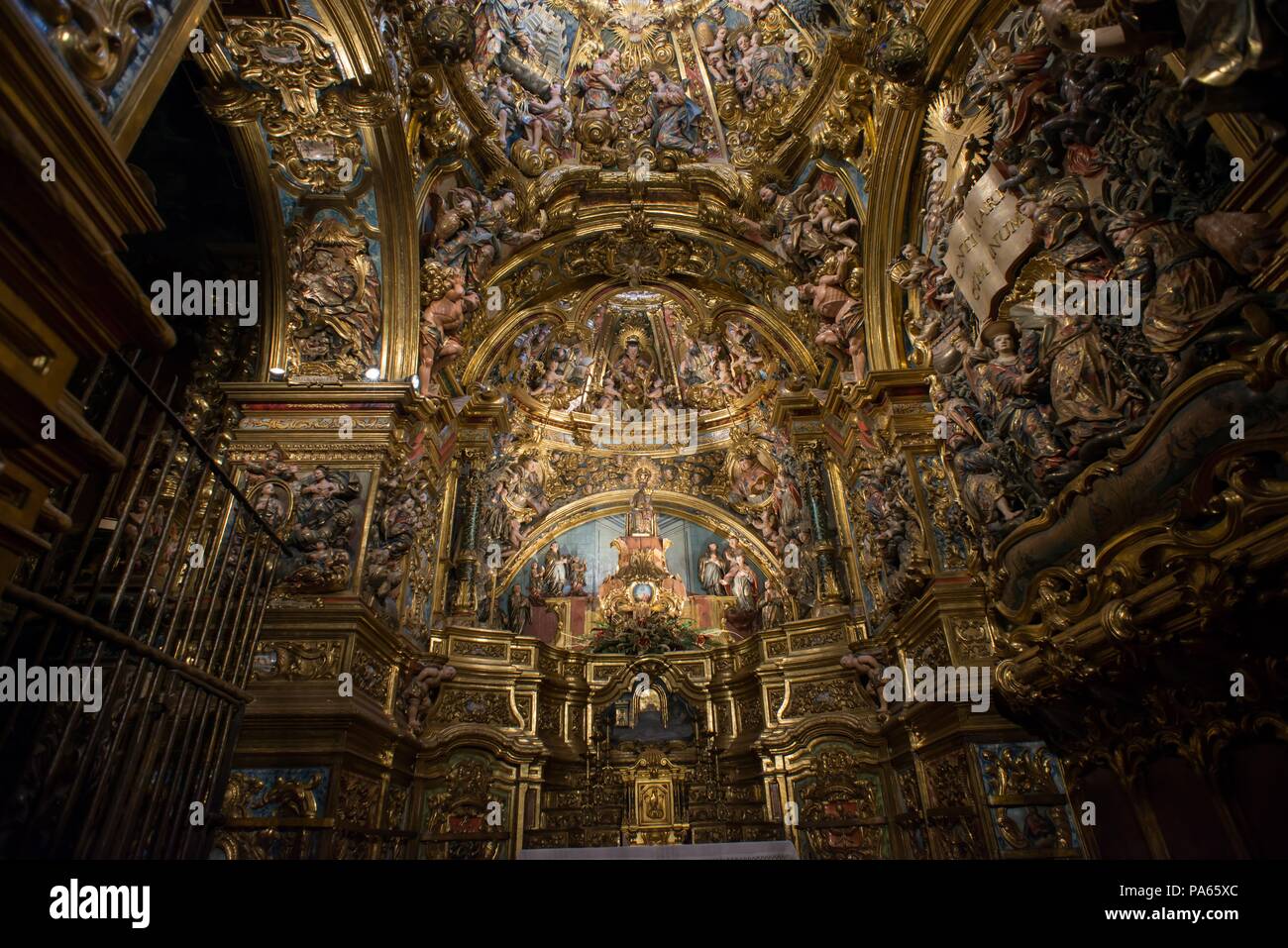 Josep Pujol ho Juhí / ornamenti barocchi del dels Colls cappella nella chiesa parrocchiale di Sant Llorenç de Morunys, 1773-1784, Sant Llorenç de Morunys, Lérida, Catalogna, Spagna. Foto Stock