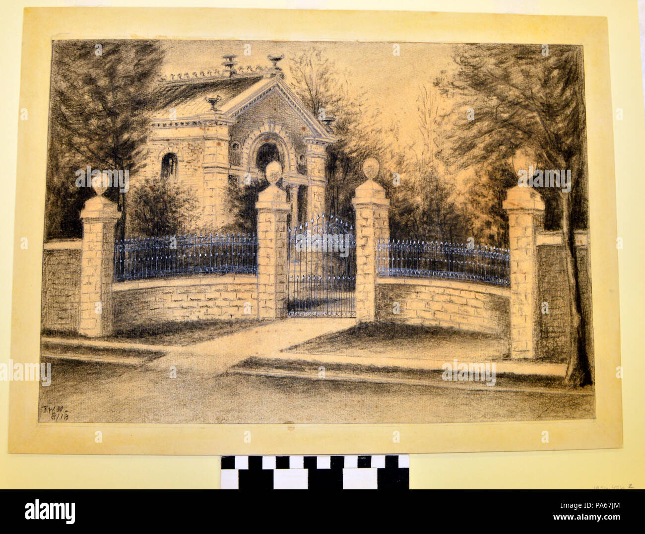 297 disegno a carboncino di Shaw's Garden Gate Museo da John W. Herthel Foto Stock