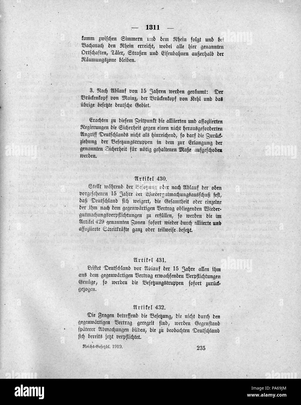 493 Deutsches Reichsgesetzblatt 1919 140 1311 Foto Stock