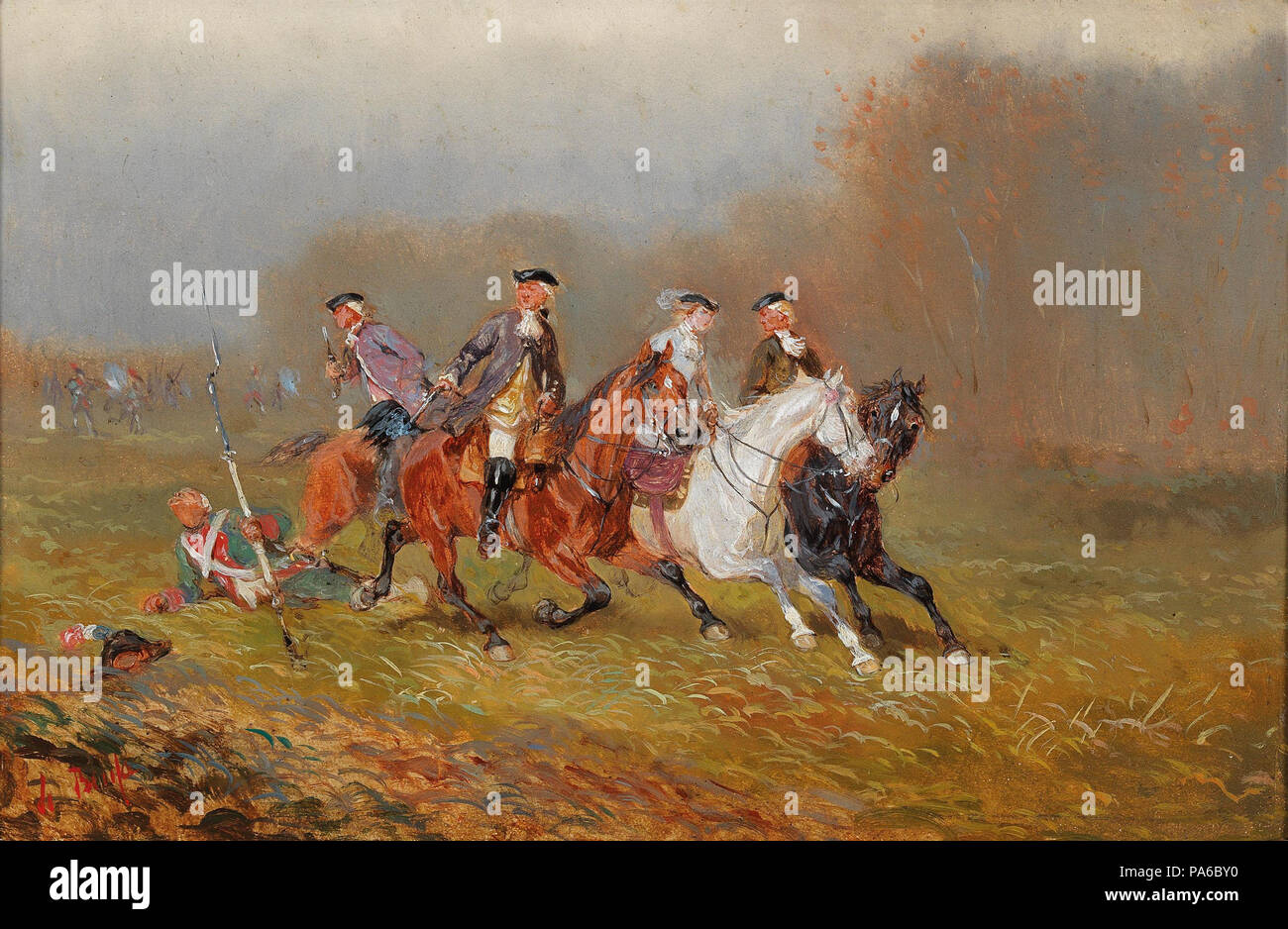 113 Alexander von Bensa eleganter Flucht Reiter vor dem Kampfgeschehen Foto Stock