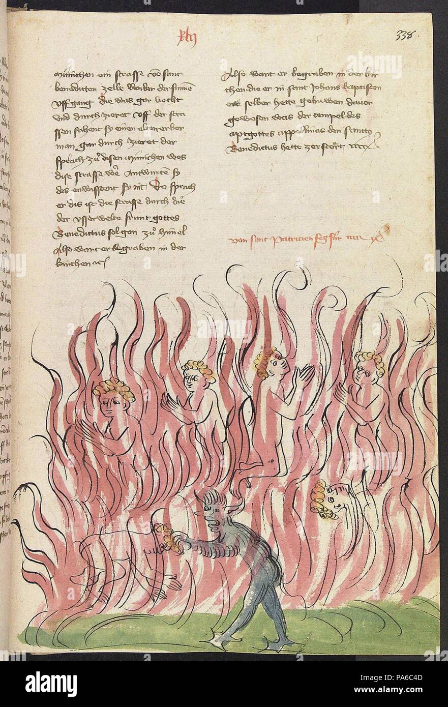 St Patrick Purgatorio. Dall'alsaziano Legenda Aurea. Museo: Biblioteca di Ruprecht Karl Università di Heidelberg. Foto Stock