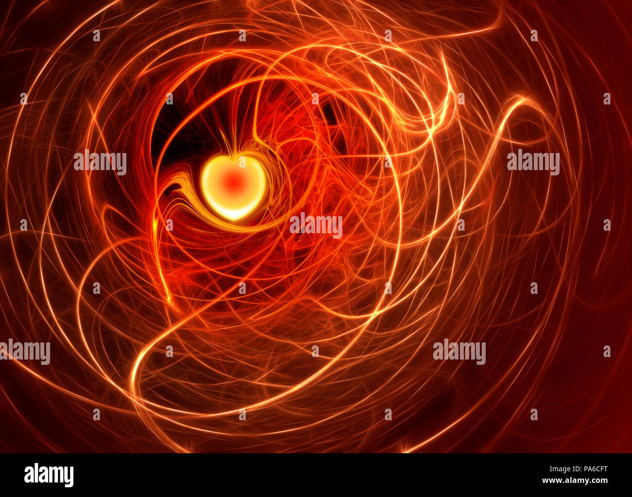 Una illustrazione di un abstract fractal cuore di fuoco Foto Stock