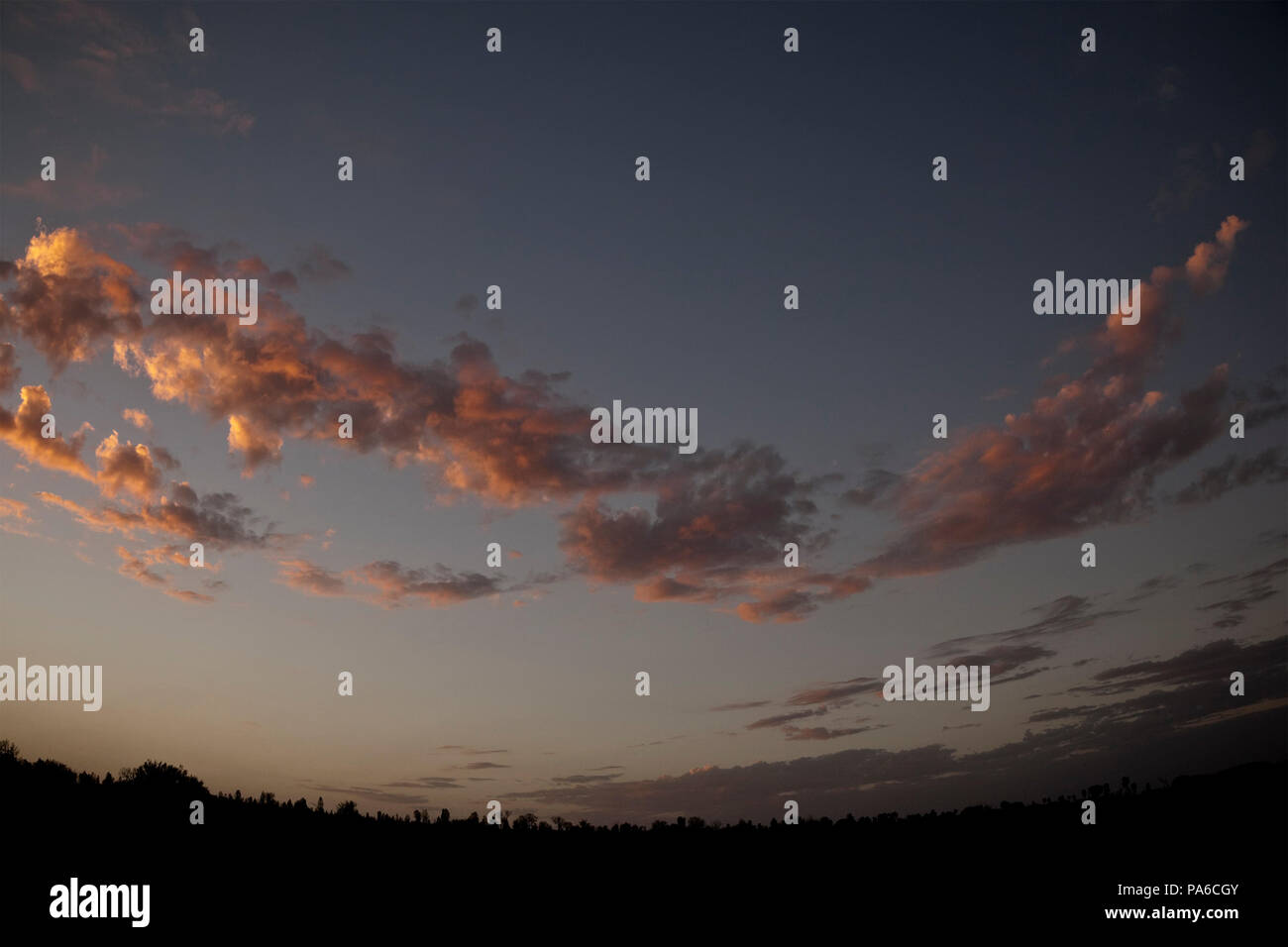 Una fotografia di un bel cielo di sera fish-eye Foto Stock