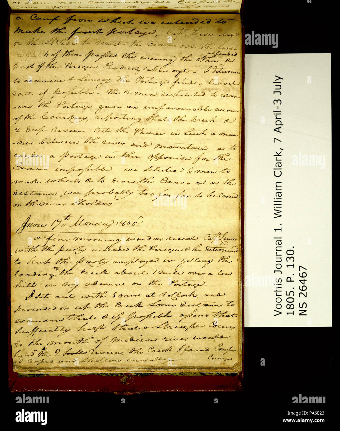 317 Clark Collezione Famiglia- Volume 1. Voorhis Gazzetta n. 1, pagina 130, 16-17 giugno 1805 Foto Stock