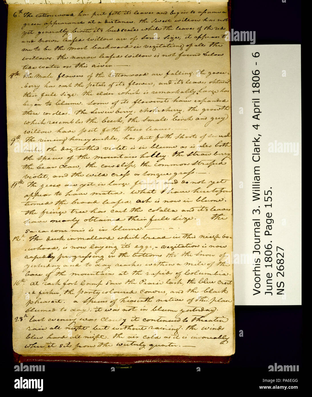 320 Clark Collezione Famiglia- Volume 3. Voorhis Gazzetta n. 3, pagina 155, 6-28 aprile, 1806 Foto Stock