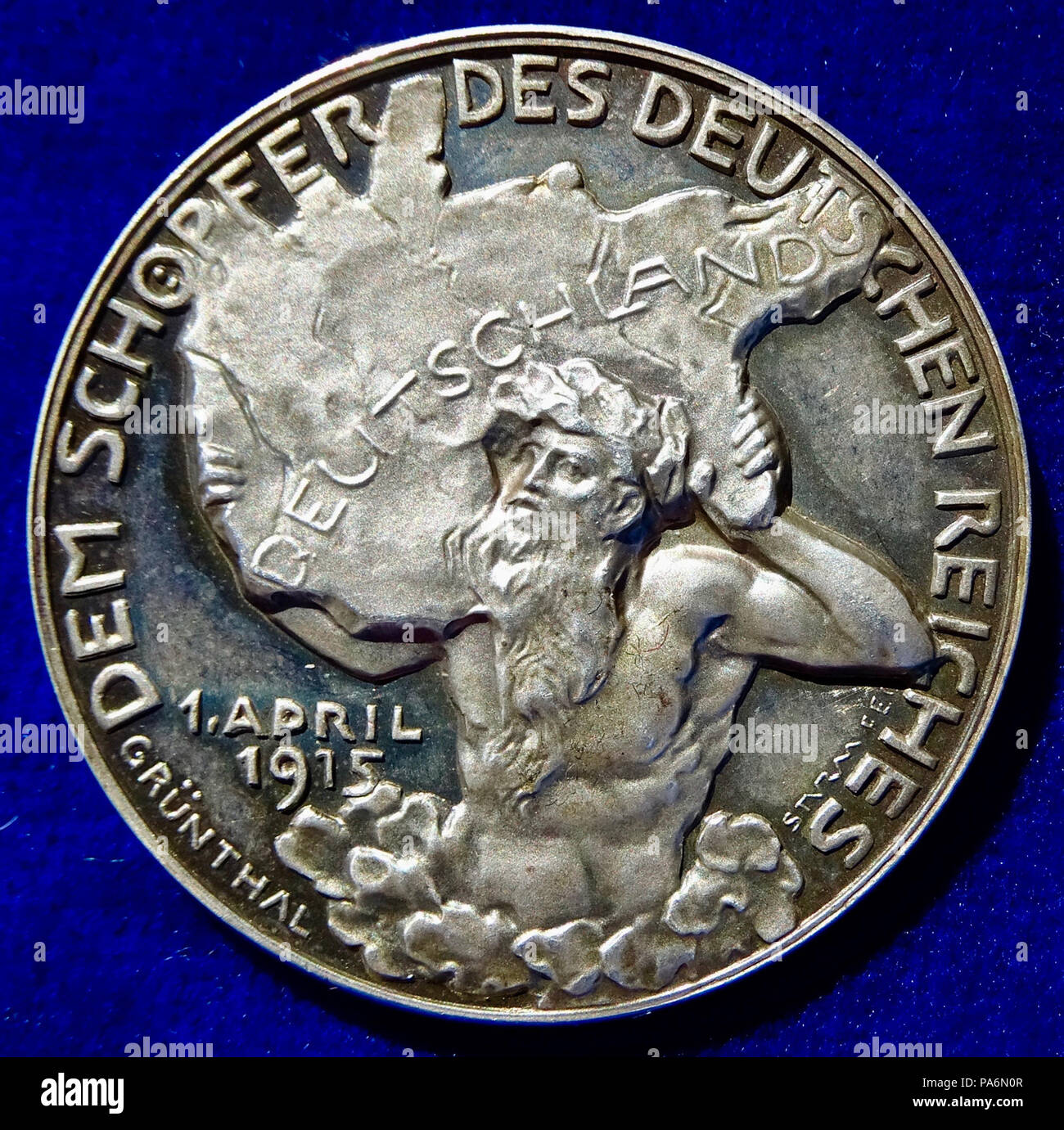 34 1915 WWI Judaica Medaglia d Argento centenario di Bismarck, retromarcia Foto Stock