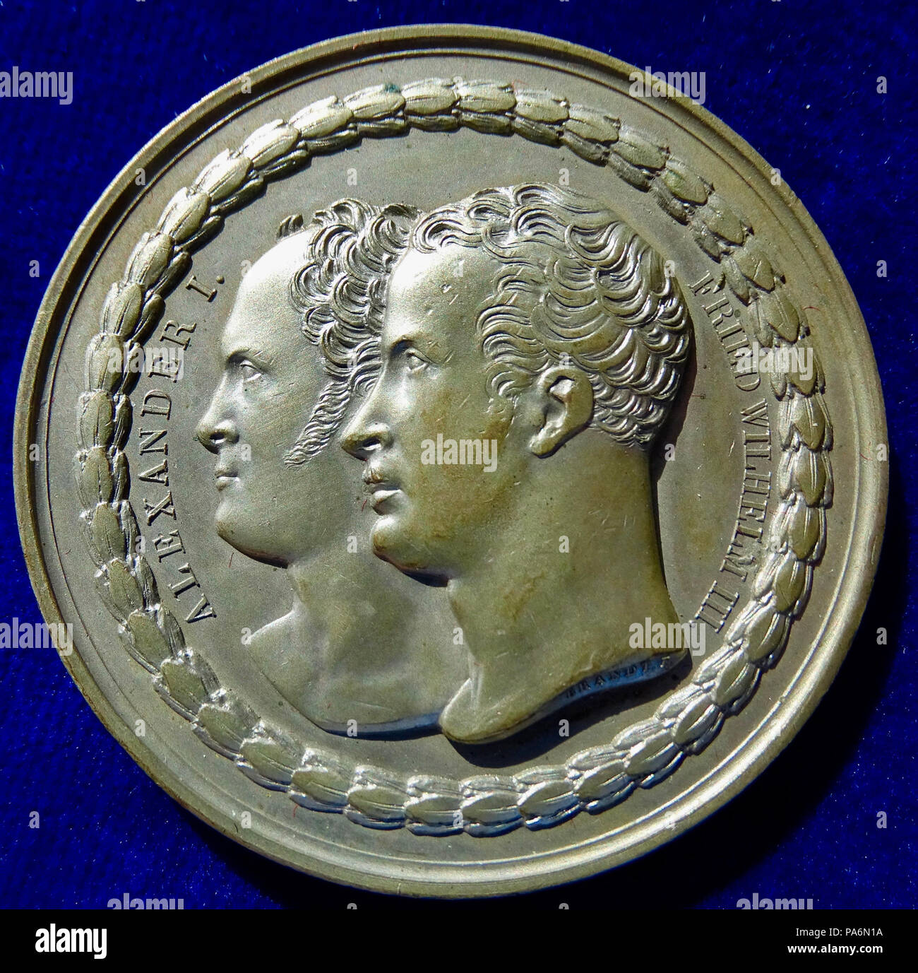 197 Berlin, medaglia 1818, Alessandro I di Russia e Federico Guglielmo III di Prussia, complementare Foto Stock