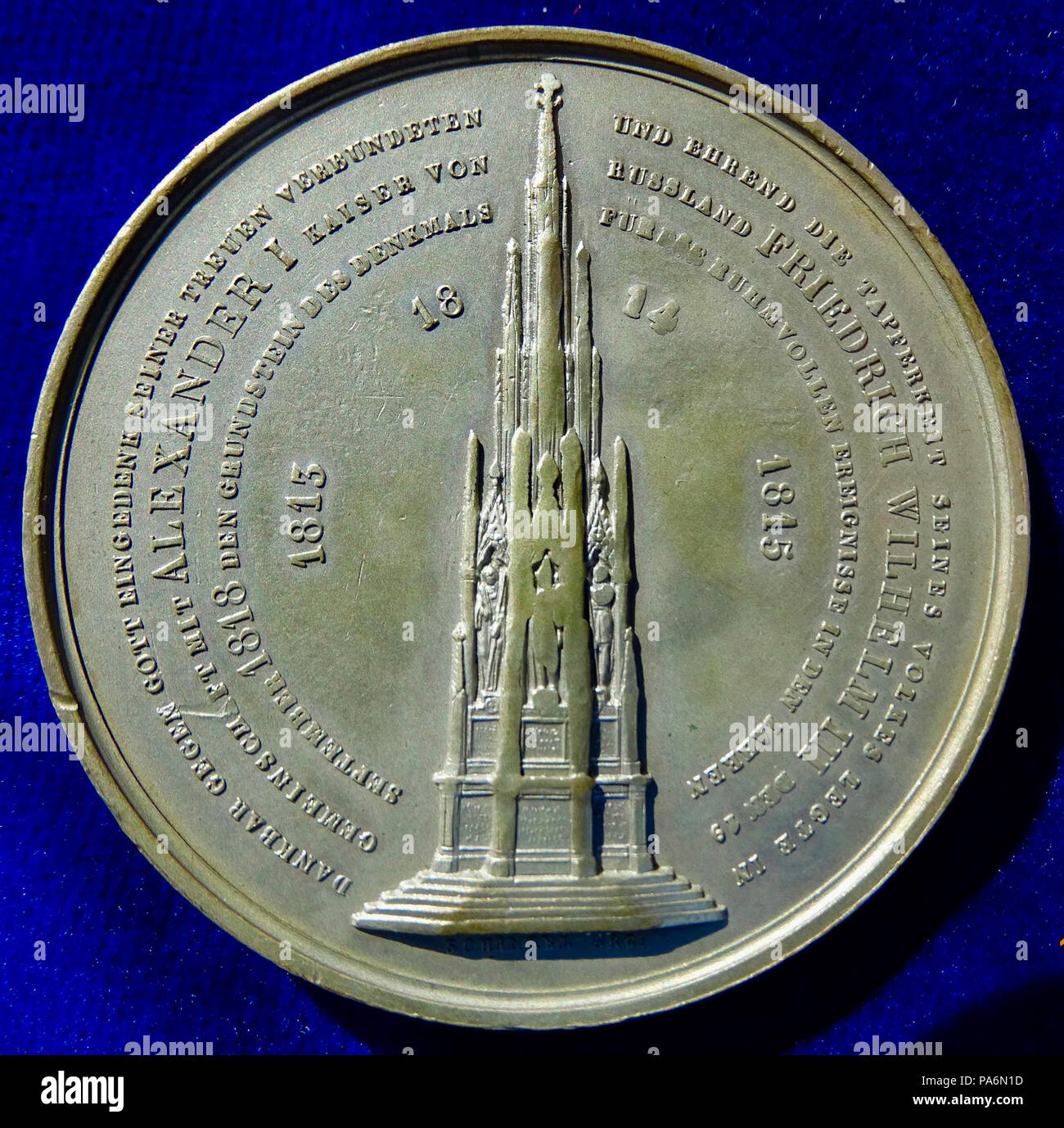 197 Berlin, medaglia 1818, Alessandro I di Russia e Federico Guglielmo III di Prussia, retromarcia Foto Stock