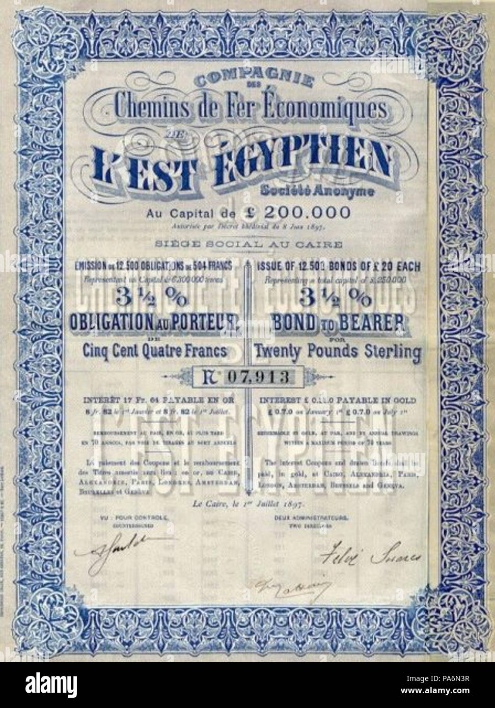 54 La Compagnie des Chemins de Fer économiques de l'Est Egyptien Foto Stock