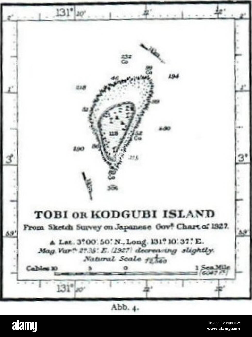 5 1927 Tobi mappa dell'isola Foto Stock
