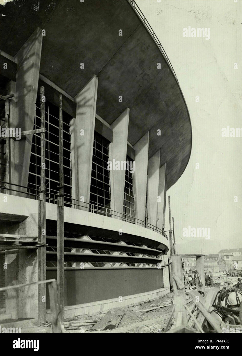318 Torino, Mussolini Stadium in costruzione (ca. 1932-33) - facciata esterna, dettaglio Foto Stock