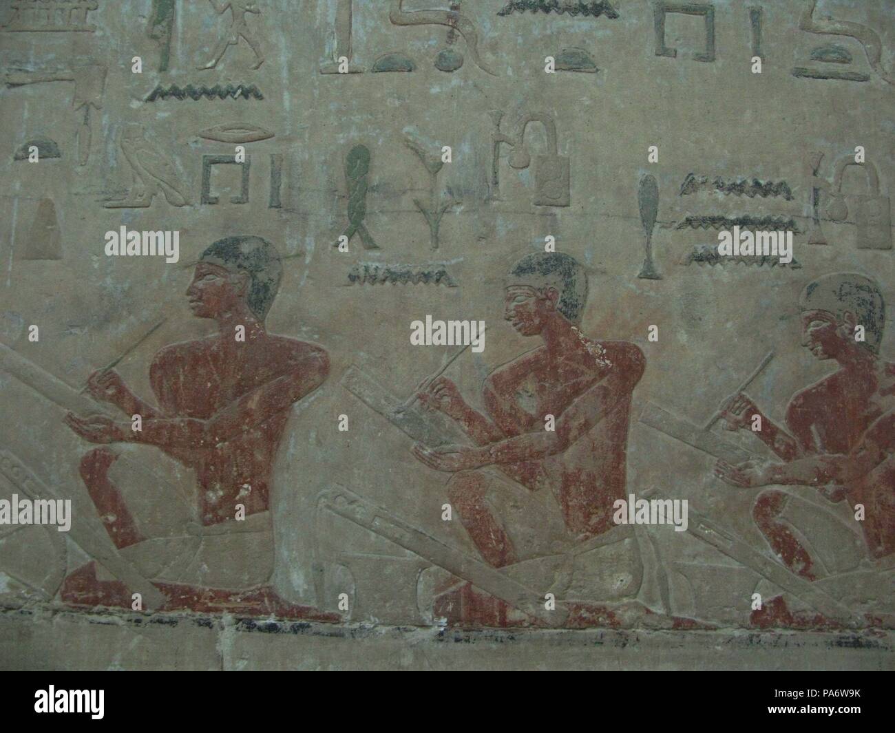 Gli scribi. Sollievo da Mastaba di Akhethotep presso Saqqara, Antico ...