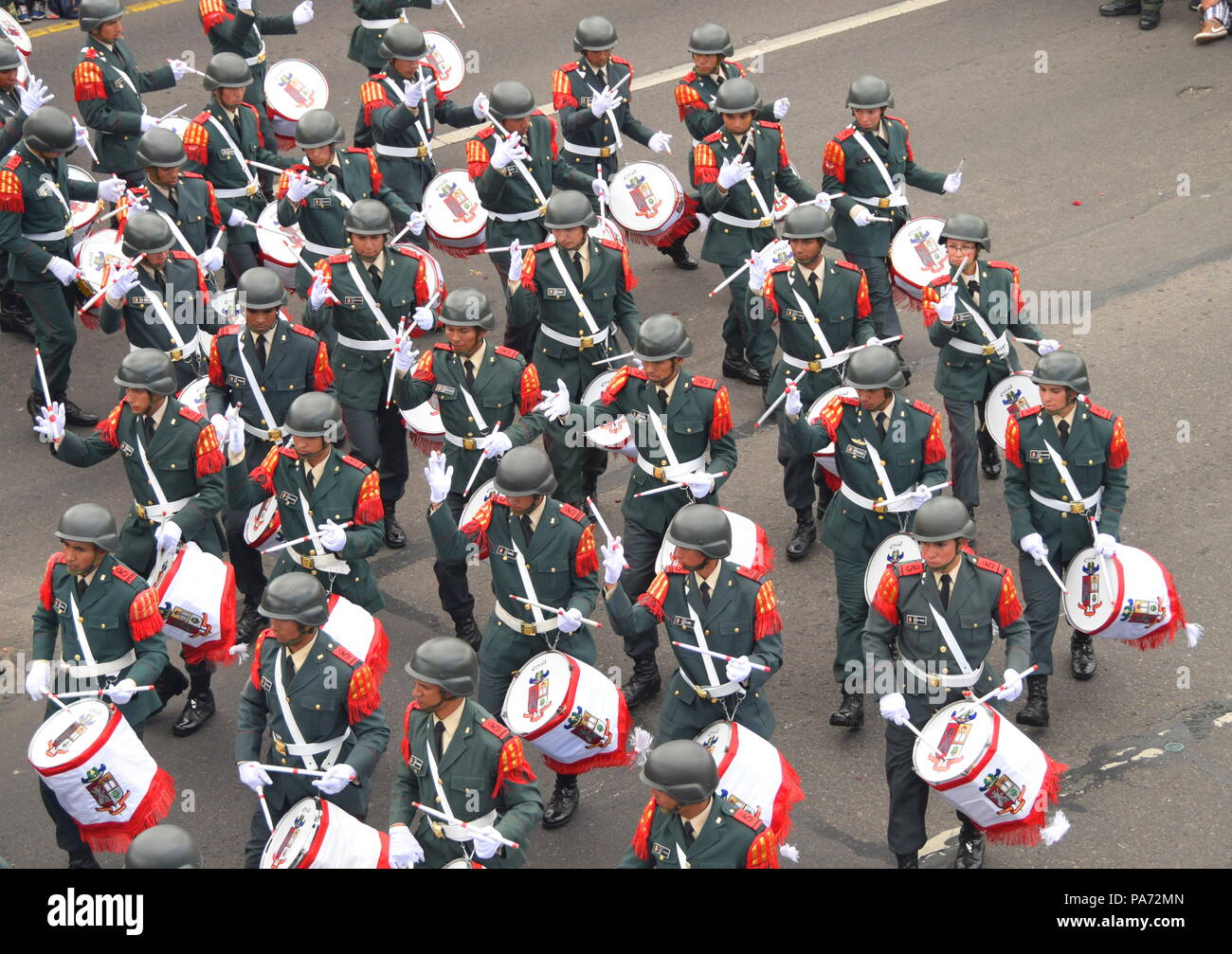 Bogotà, Colombia.20 luglio 2018, Bogotà, Colombia - banda militare presso il colombiano di Giorno di Indipendenza parata militare Credito: James Wagstaff/Alamy Live News Foto Stock