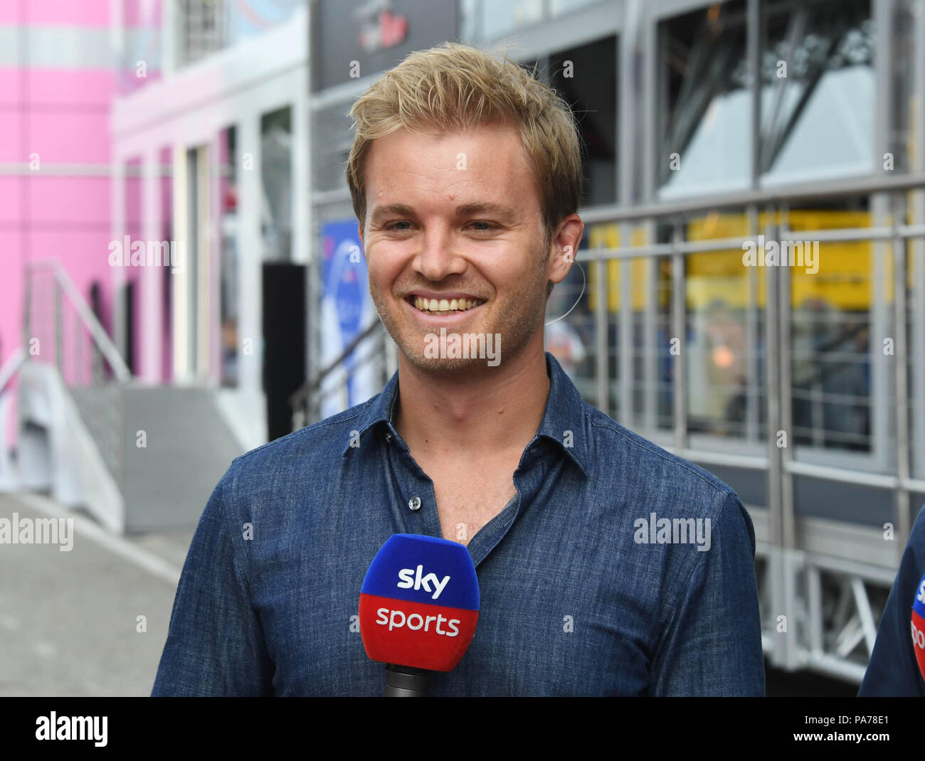 Hockenheim, Germania. 21 Luglio, 2018. Motorsports: Formula-One-campionati, Grand Prix in Germania. Un ex pilota di Formula Uno stesso, Nico Rosberg è ora un commentatore su Sky Sport. Credito: Uli Deck/dpa/Alamy Live News Foto Stock