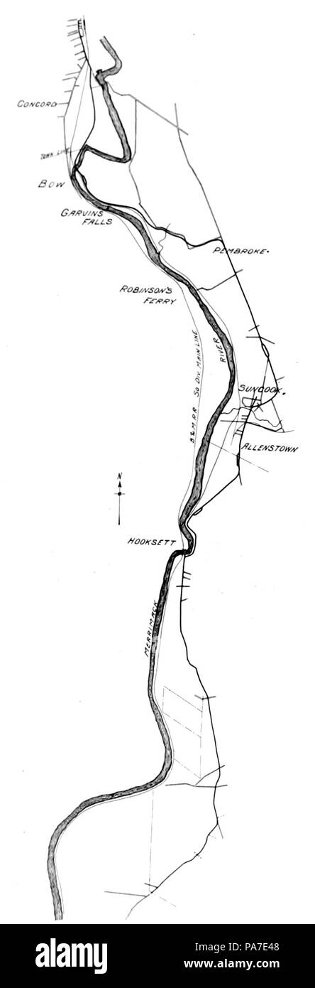 343 Concord e Manchester ramo elettrico 1904 mappa Foto Stock
