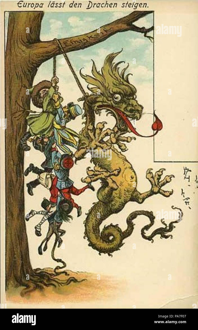 . Semplice inglese: "l'Europa rende il drago luogo." . circa 1920 306 dragone cinese gli europei Foto Stock