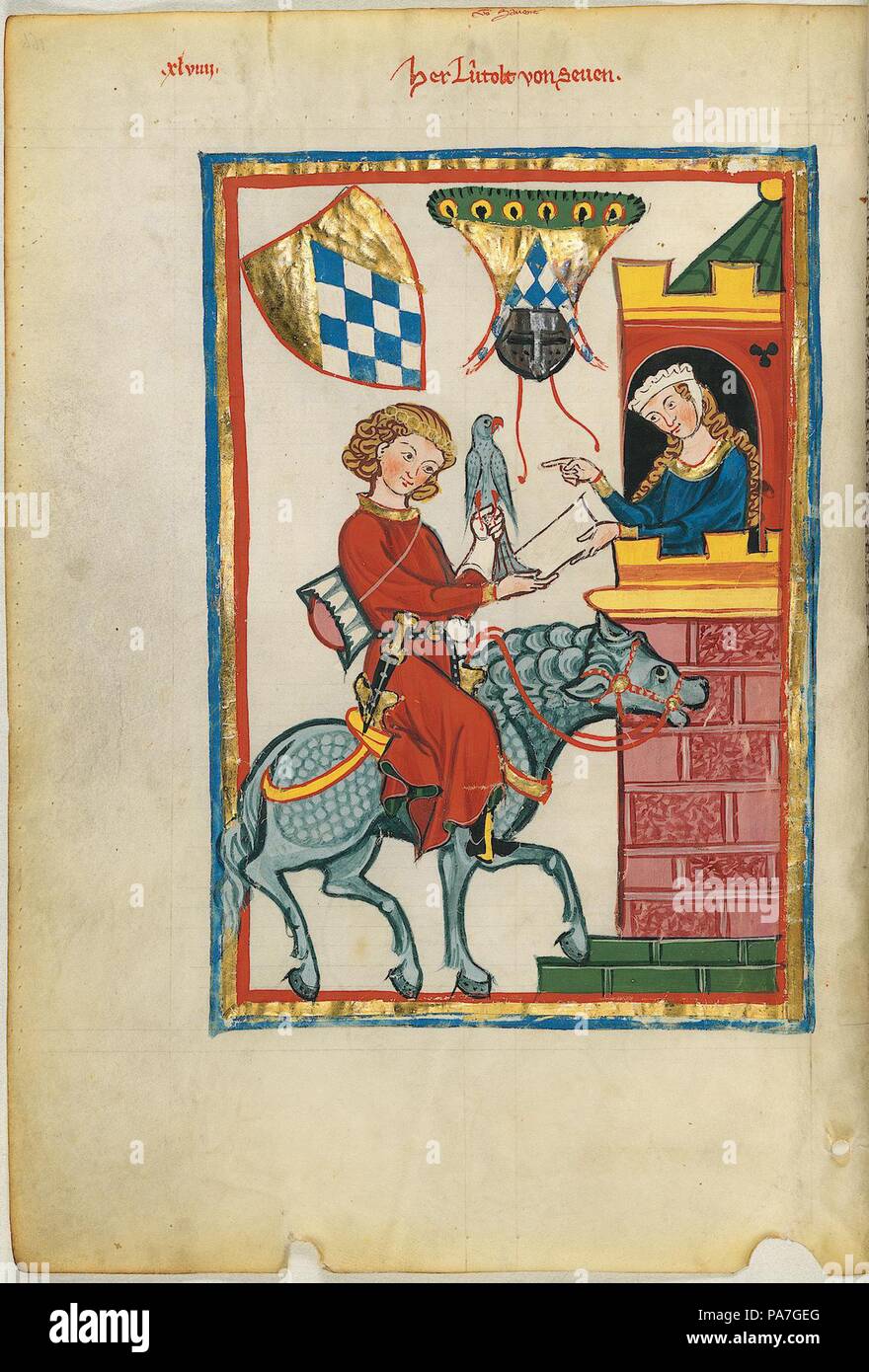 Leuthold di sette (dal Codex Manesse). Museo: Biblioteca di Ruprecht Karl Università di Heidelberg. Foto Stock